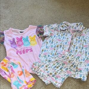 Easter Kids Pajamas Set - Pink and Multicolor